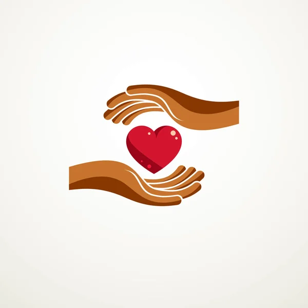 Loving Heart semplice logo vettoriale o icona creata con il rosso lucido — Vettoriale Stock