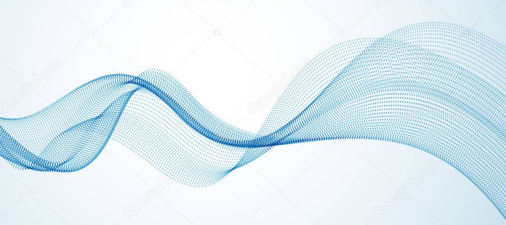 Wave line of flowing particles abstract vector background, smoot