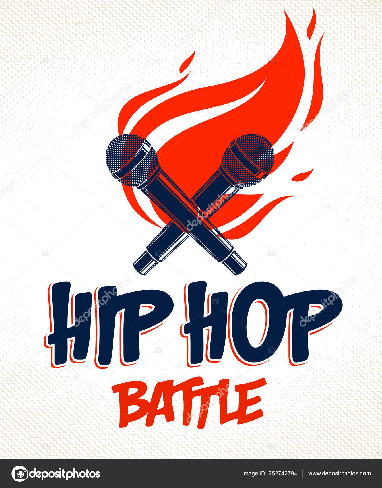 Rap Battle Vector Logo Or Emblem With Two Microphones Crossed An