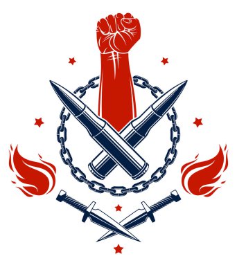 Anarşi ve kaos agresif amblem veya logosu ile güçlü sıktı