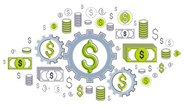 Ekonomi sistemi ve iş kavramı, vites ve mekanizma Dişliler wi