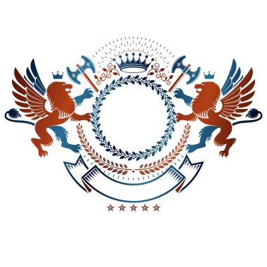 Aslan hanedan hayvan öğesi, Kraliyet tacı ile grafik amblemi bir