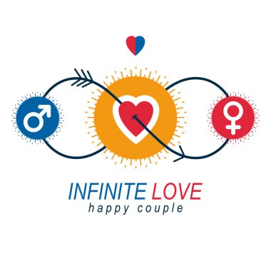 Çift kavramsal logosu, benzersiz vektör simge seviyorum. Erkek ve Fema