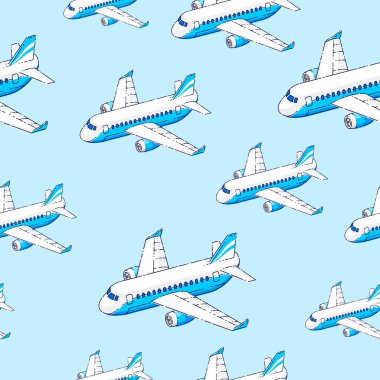 Uçakları sorunsuz arka plan, havayolu hava seyahat kavramı, vektör 