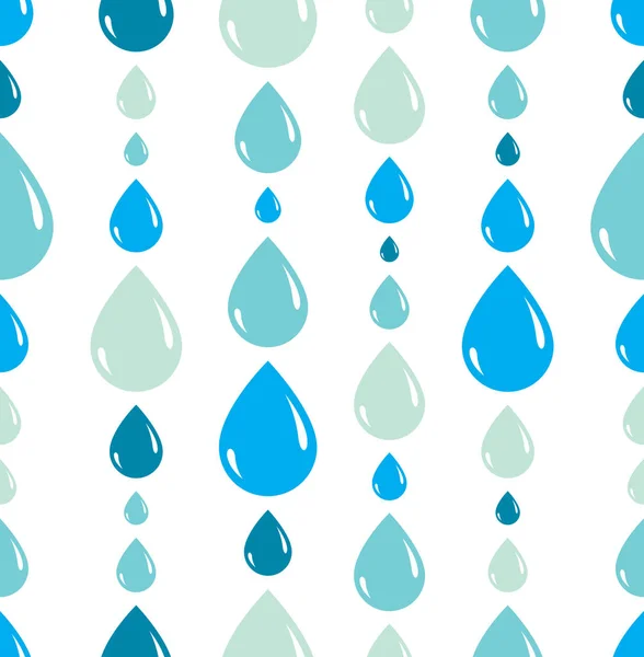 Σταγόνες βροχής πτώση χωρίς ραφή πρότυπο, διάνυσμα μπλε χρωματιστά επανάληψης — Διανυσματικό Αρχείο