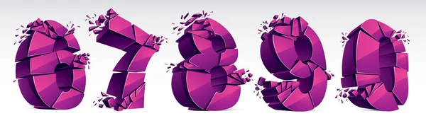 Ensemble de nombres roses réalistes 3D 6 7 8 9 0 illustration vectorielle, bre — Image vectorielle