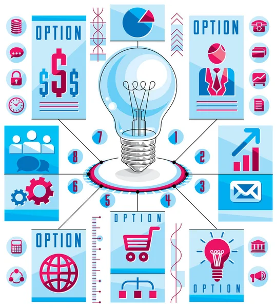 Infographics template, idea light bulb concept, vector illustrat — Stock Vector