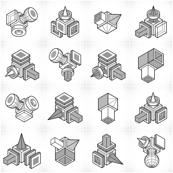 Vetores abstratos, conjunto de formas 3D . —  Vetores de Stock