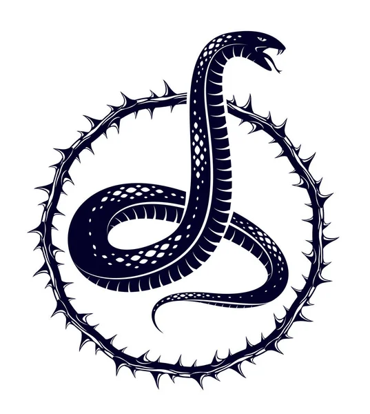 Simbolo o tatuaggio del logo vettoriale del serpente, veleno mortale Serp pericoloso — Vettoriale Stock