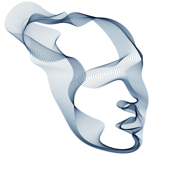 Abstraktes künstlerisches Porträt des menschlichen Kopfes aus gepunkteten Teilchen — Stockvektor