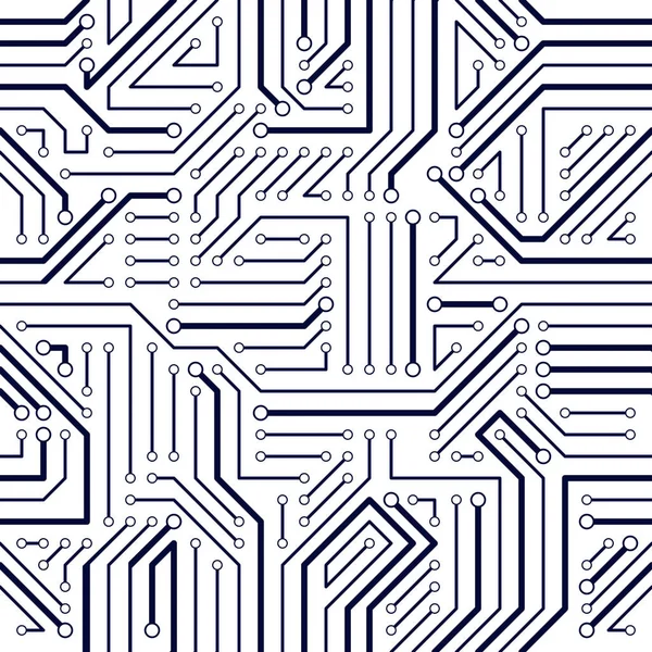Printplaat naadloze patroon, vector achtergrond. Microchip tec — Stockvector