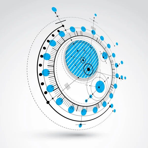 Tecnología geométrica 3d dibujo vectorial, fondo de pantalla técnica azul — Vector de stock