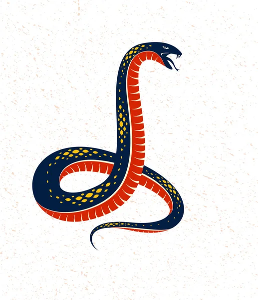 Emblema do logotipo do vetor da serpente ou tatuagem, serp perigoso venenoso mortal — Vetor de Stock