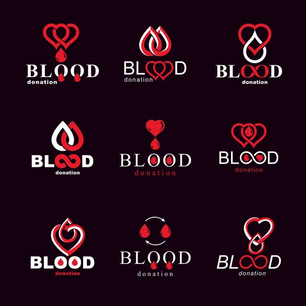 Set of vector blood donation conceptual illustrations. Hematolog — Stock Vector
