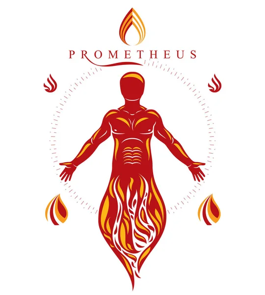İnsan, atlet vektör Illustration. Prometheus kavramı.