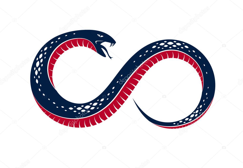 Ouroboros Snake in a shape of infinity symbol, endless cycle of 