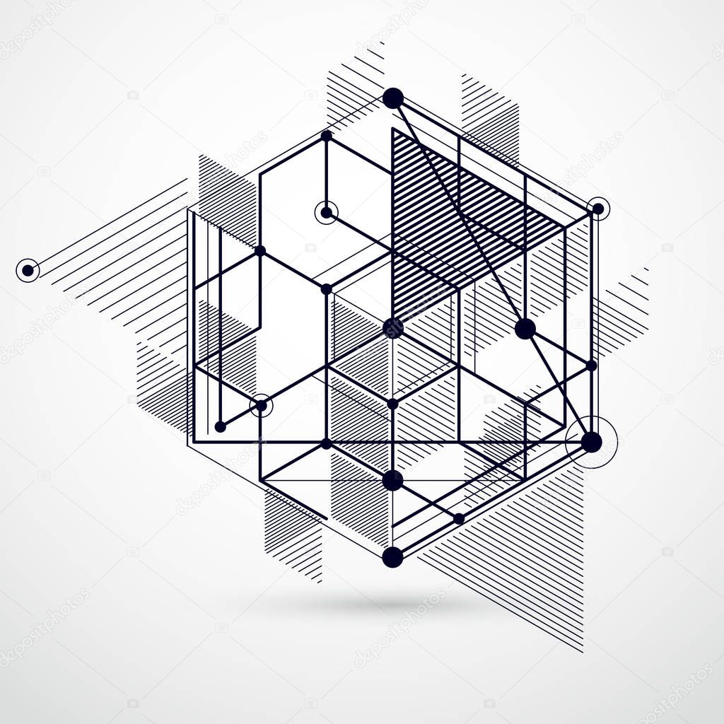 Trend isometric geometric pattern black and white background wit