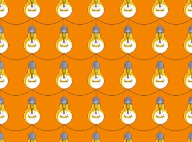 Ampulleri sorunsuz arka plan, yaratıcı fikirler kavramı, Web sitesi