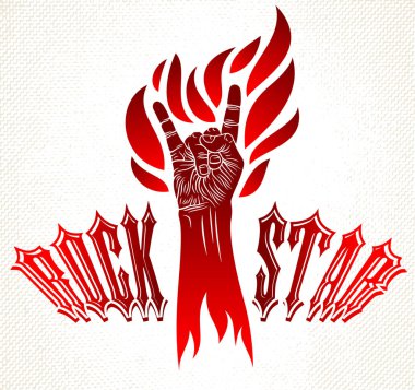 El işareti yanıyor kaya, müzik Rock and Roll jest alev sıcak