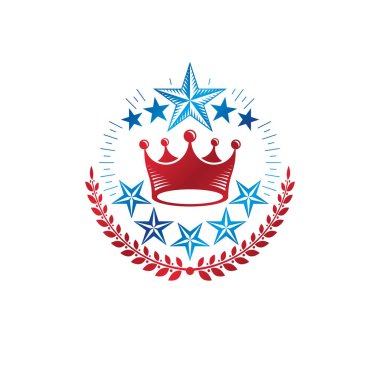 Görkemli taç amblemi. Hanedan arması dekoratif logo ISO