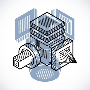 Kullanılarak yapılan geometrik soyut vektör izometrik boyutlu şekli