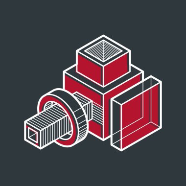 3D tasarım, soyut vektör boyutlu küp şekli.