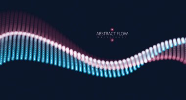 3D parçacıklar dizi dalga mesh, akan ses. Bulanık yuvarlak ışık