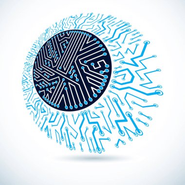 Fütüristik sibernetik yuvarlak düzeni, vektör anakart illustrat