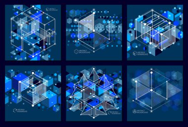 Mavi Siyah endüstriyel sistem ile oluşturulmuş vektör çizimleri kümesi