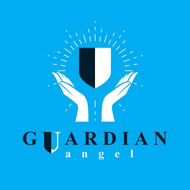 Vektör grafik illüstrasyon, emniyet ve güvenlik metafor kalkan