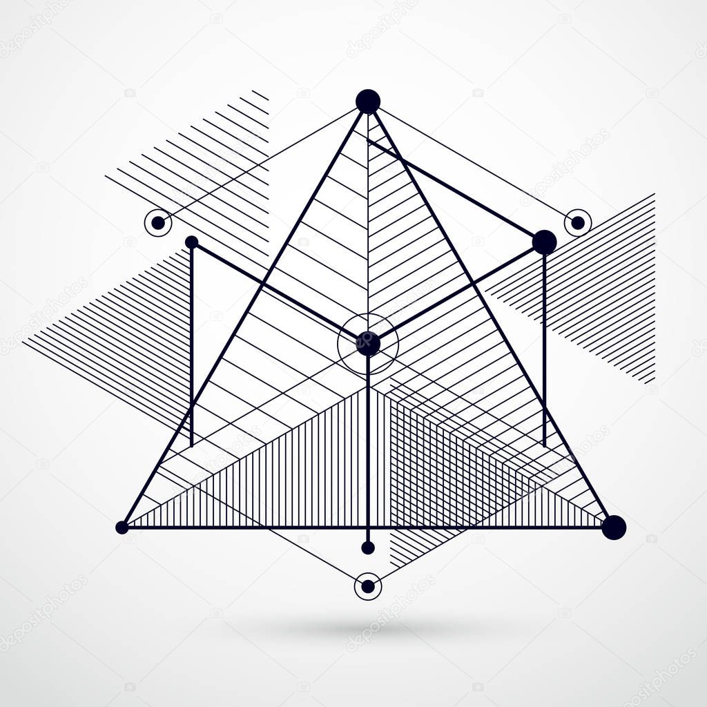 Vector drawing of black and white industrial system created with