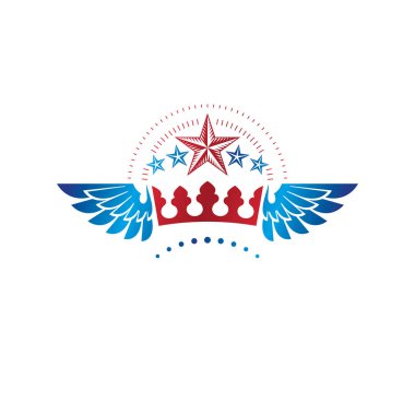 Kraliyet Taç amblemi. Heraldic Coat of Arms dekoratif logosu izole edilmiş vektör çizimi. Beyaz arkaplanda eski tarzda antik logotype.