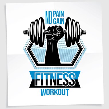 Halter Şampiyonası tanıtım broşürü. Kaslı vücut geliştirmeci kol bileşimi vektör yuvarlak yüzey ağırlık dambıl spor ekipmanı tutar. Acı yoksa, hayır yazma kazanmak.