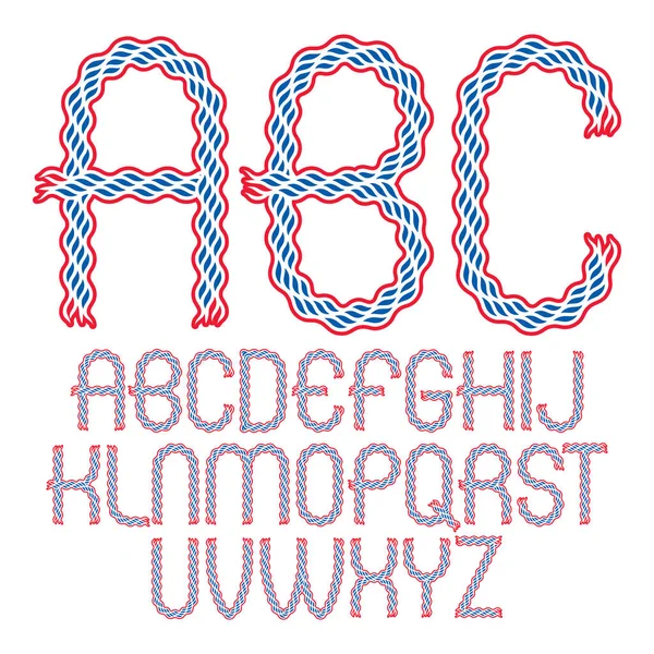 Ensemble Lettres Alphabet Majuscules Arrondies Vectorielles Isolées Créées Aide Lignes — Image vectorielle