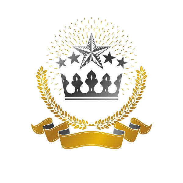 Emblema Coroa Real Heráldica Brasão Armas Logotipo Decorativo Isolado Ilustração — Vetor de Stock