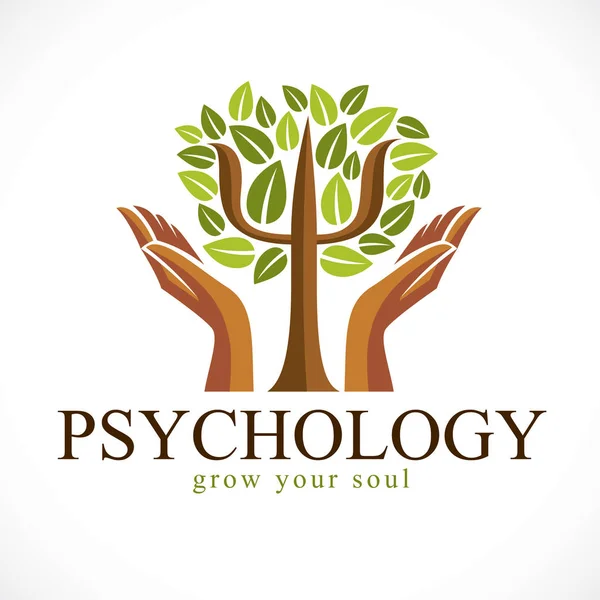 Concept Psychologie Logo Vectoriel Icône Créé Avec Symbole Grec Psi — Image vectorielle