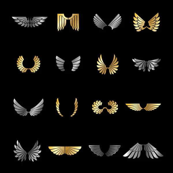 Liberdade Asas Emblemas Definidos Heráldica Brasão Braços Logotipos Decorativos Isolado —  Vetores de Stock