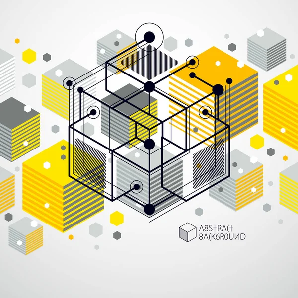 Geometrisk Teknik Vektor Gul Ritning Teknisk Tapet Illustration Ingenjörssystem Abstrakt — Stock vektor