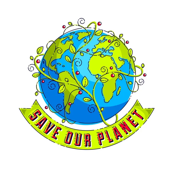 Збереження Нашої Планети Концепції Еко Екології Зміни Клімату Землі День — стоковий вектор