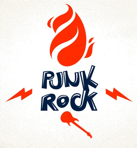 Lågor Lightning Bolt Och Skriva Rock Vektor Symbol Eller Logotyp — Stock vektor
