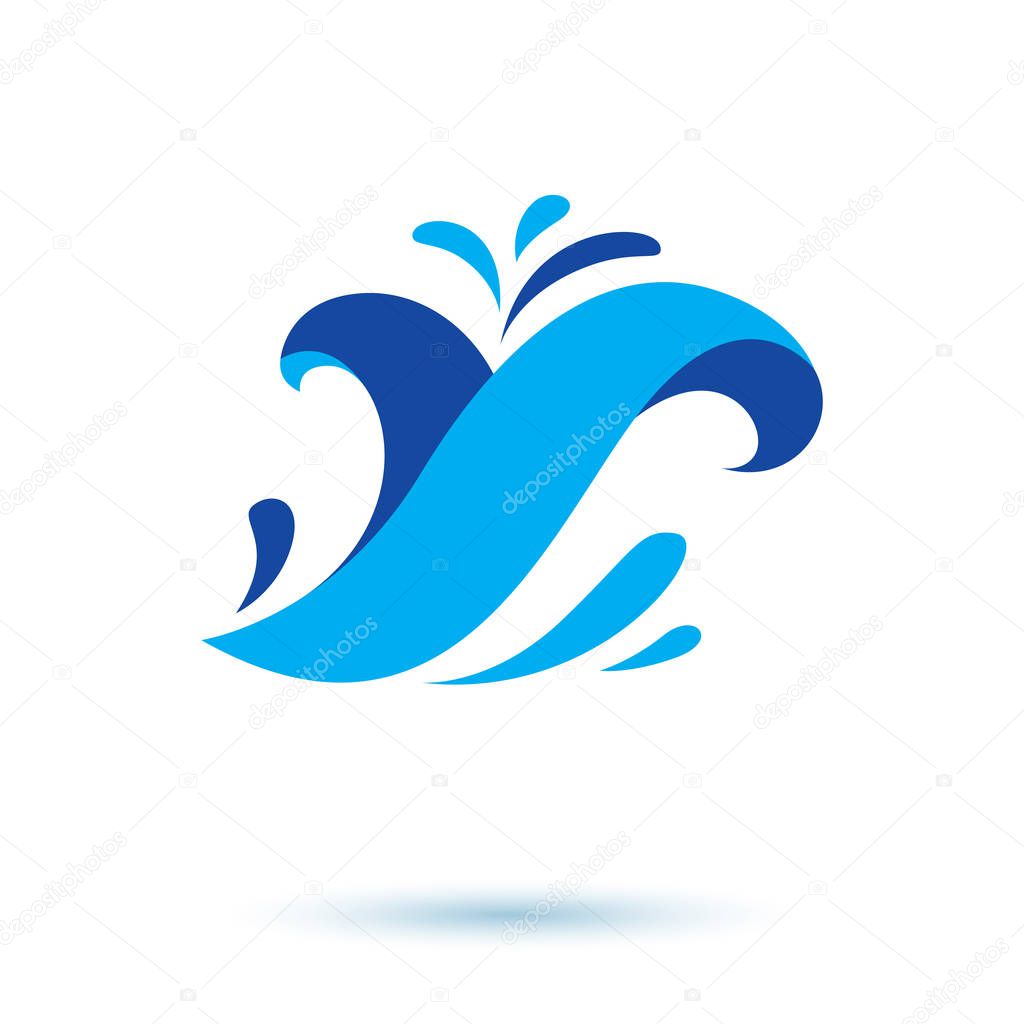 Ocean wave splash vector symbol for use in mineral water advertising. Body cleansing concept.