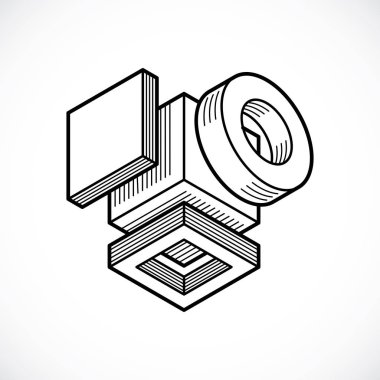 Soyut üç boyutlu şekli, vektör tasarım Küp öğesi.