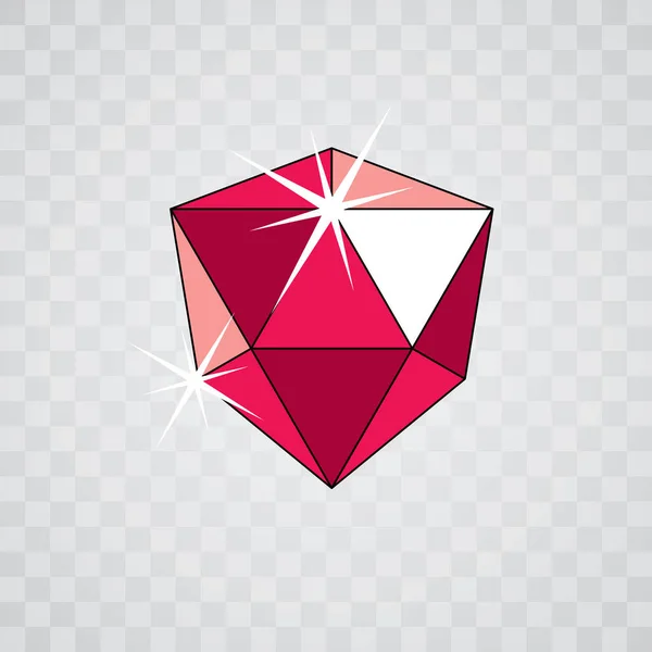 Vector Logotipo Rubi Vermelho Brilhante Ícone Diamante Luxo Ilustração — Vetor de Stock