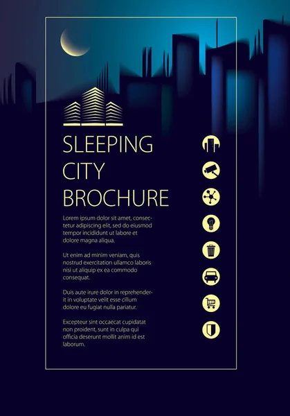 Nacht Stadt Reisen Touristeninformation Broschüre Flyer Cover Poster Oder Reiseführer — Stockvektor