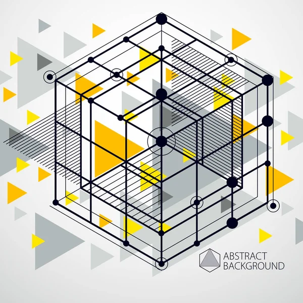 Technischer Bauplan Vektorgelber Digitaler Hintergrund Mit Geometrischen Designelementen Würfel Technische — Stockvektor