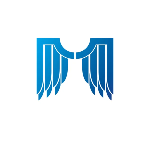 Blå Frihet Vingar Emblem Heraldiska Vapen Dekorativa Logotyp Isolerade Vektorillustration — Stock vektor