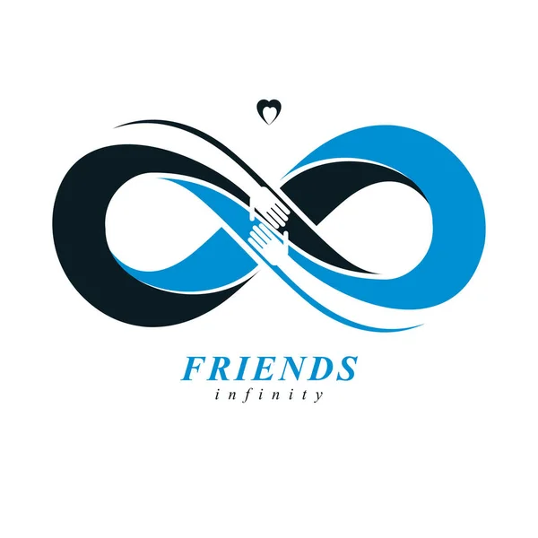 Бесконечная Дружба Друзья Навсегда Специальный Векторный Логотип Сочетании Двумя Символами — стоковый вектор