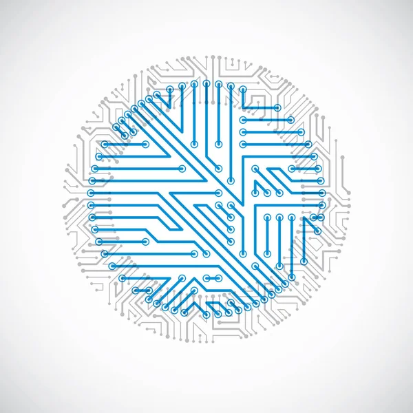 Векторная Абстрактная Компьютерная Плата Красочная Иллюстрация Синий Круглый Технологический Элемент — стоковый вектор