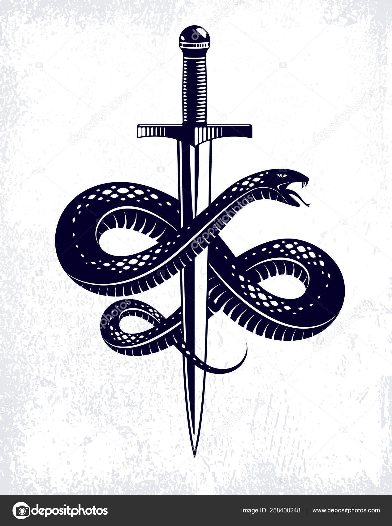 Image vectorielle Serpent Poignard Serpent Enroule Autour D'une Épée  Vecteur Tatouage Vintage par ©Ostapius - 258400248, image size:1267x1700