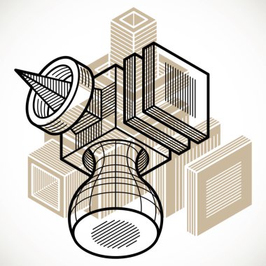Soyut trigonometrik inşaat, vektör boyutlu tasarım şablonu.